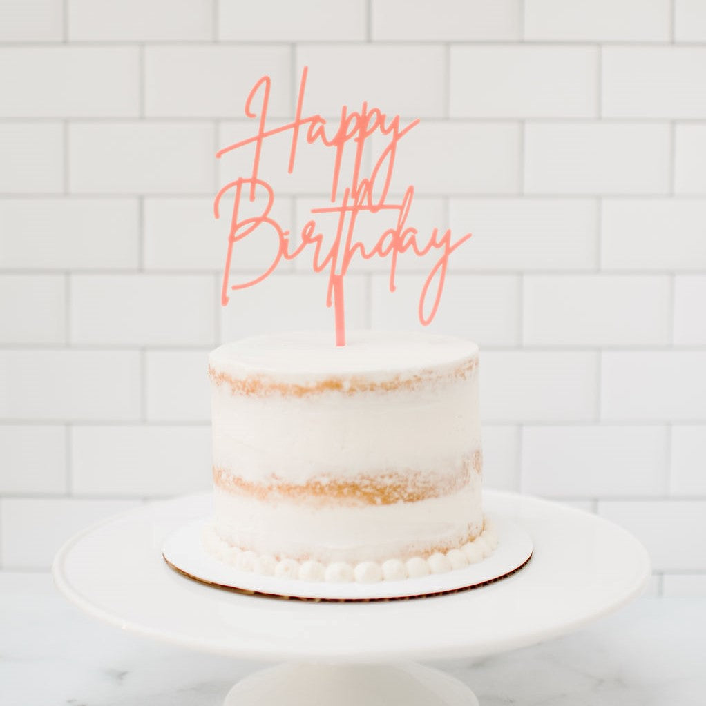 Happy Birthday Cake Topper - Modern Script