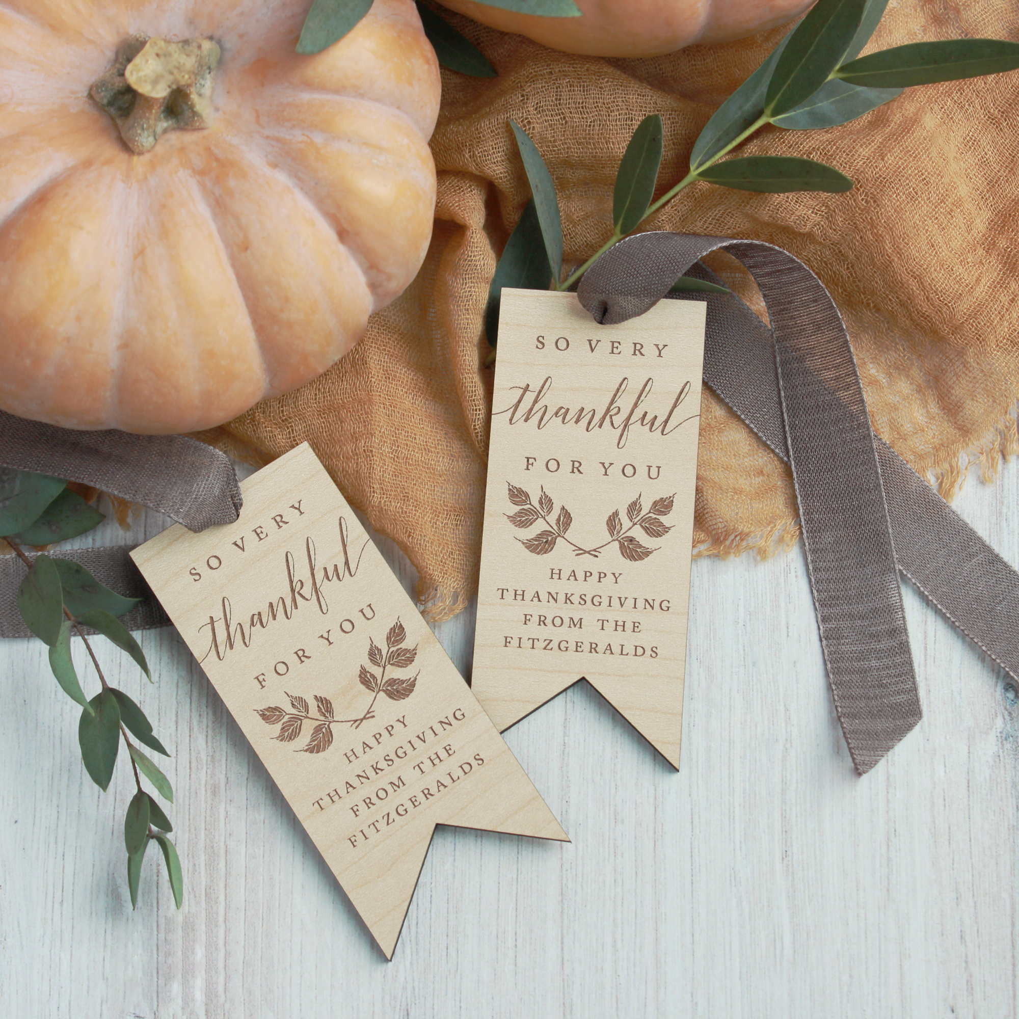 Fall Leaves Laurel Personalized Wood Tags