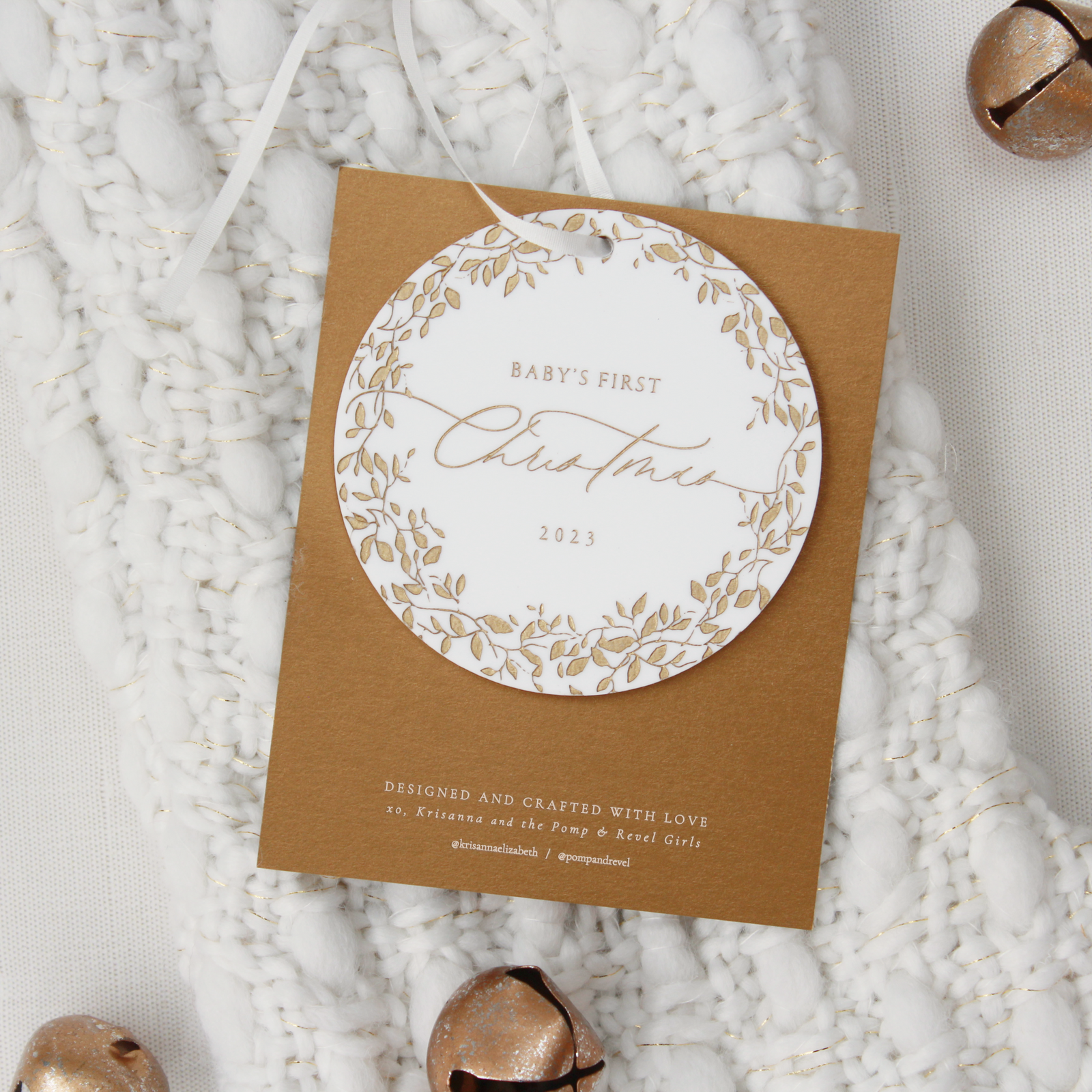 KE Co. Baby’s 1st Christmas Ornament - Limited Edition White with Gold Engraving