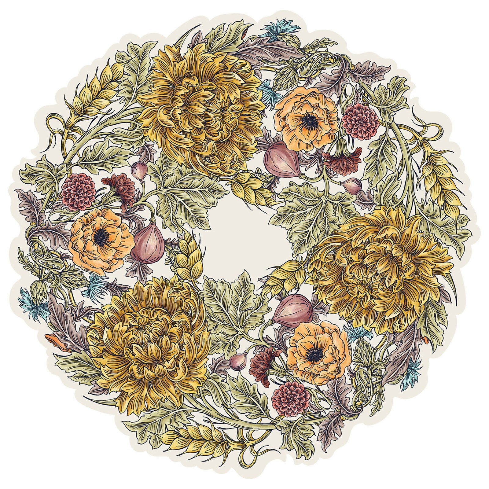 Die Cut Autumn Acanthus Wreath Placemat