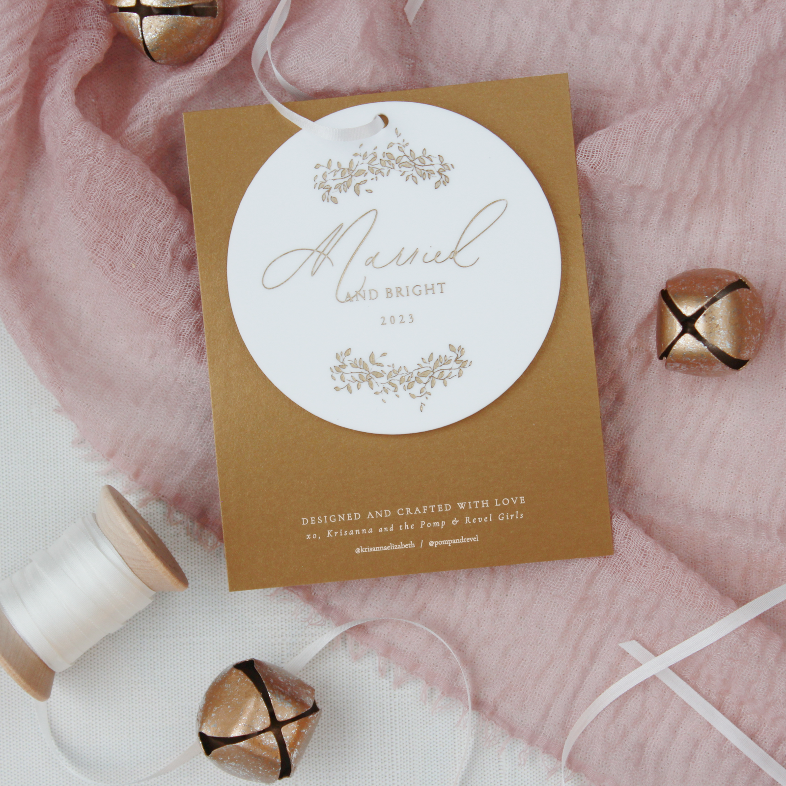 KE Co. Married & Bright Ornament - Limited Edition White with Gold Engraving