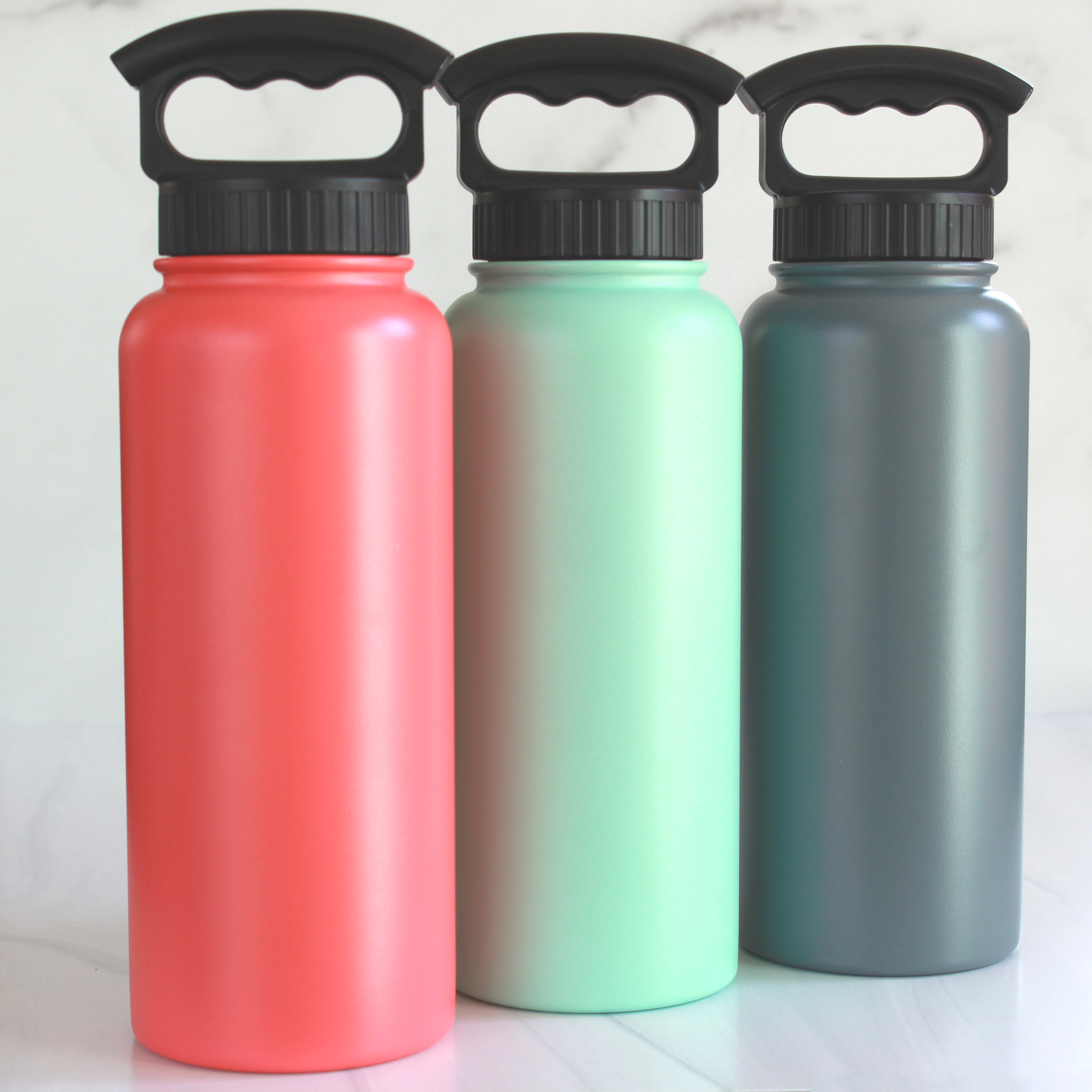 Personalized Water Bottle - 34oz with 3-Finger Grip Lid