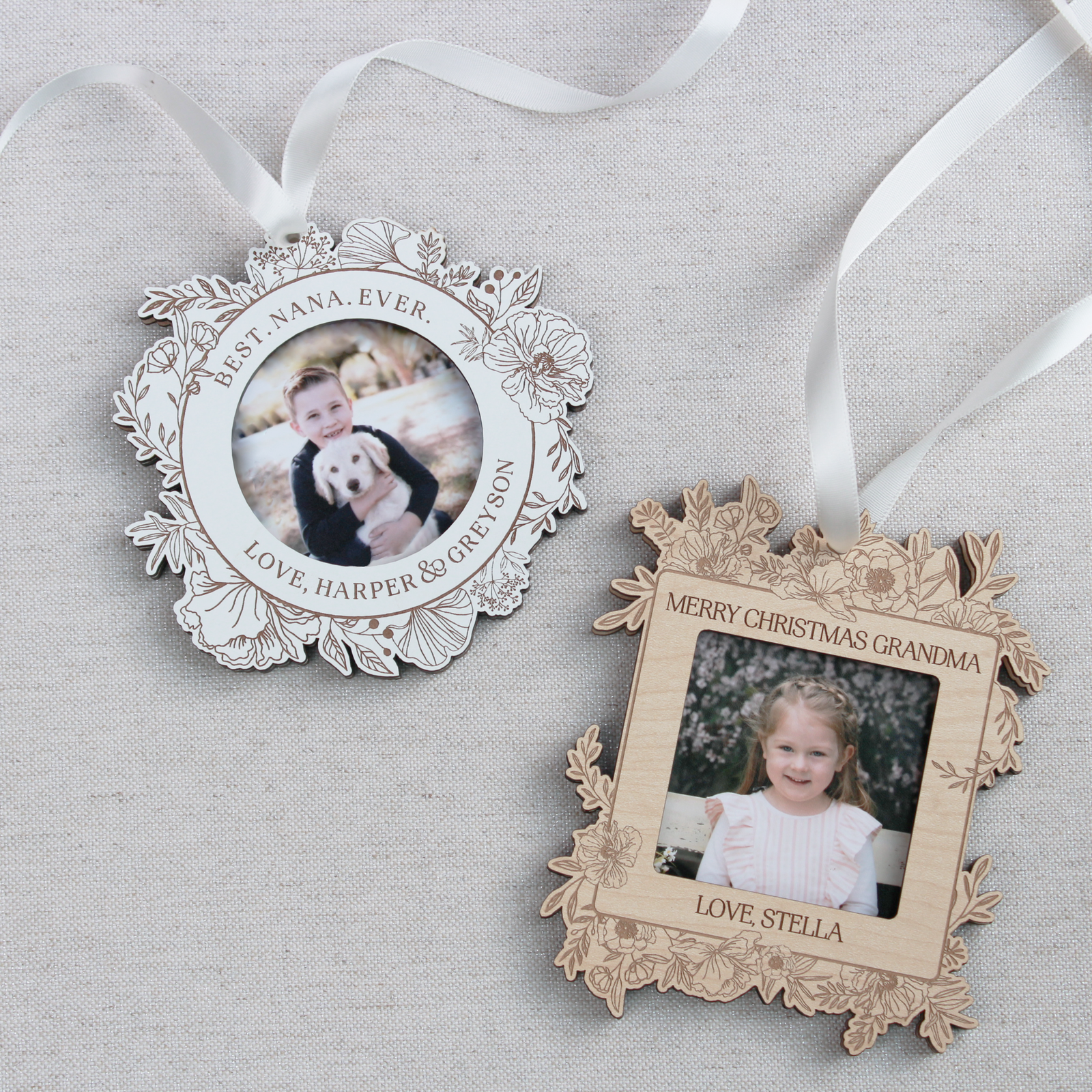 Botanical Wood Photo Frame Ornament