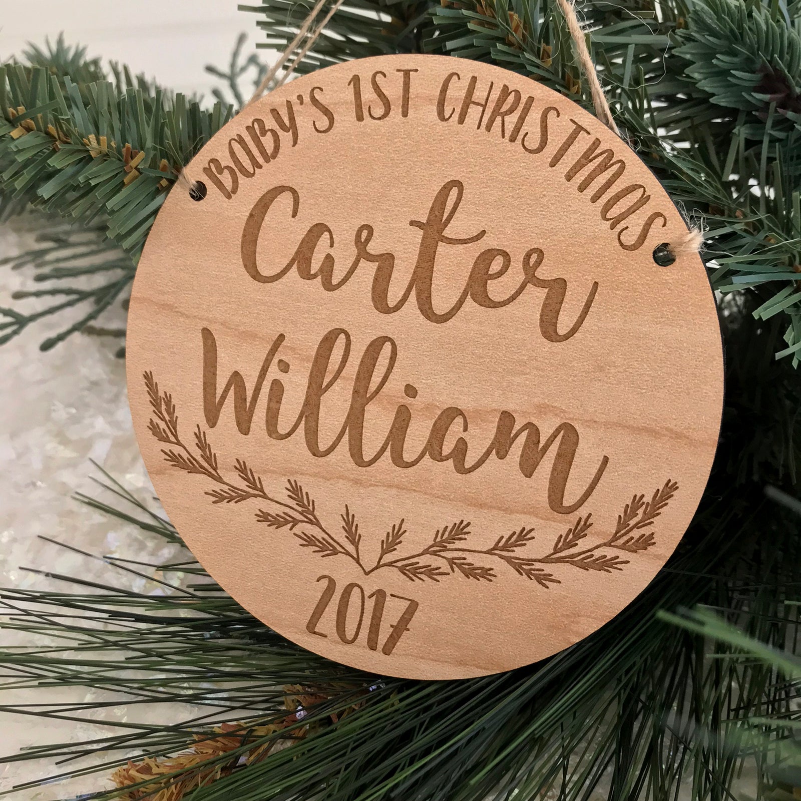 Personalized Baby's 1st Christmas Pine Branch Ornament