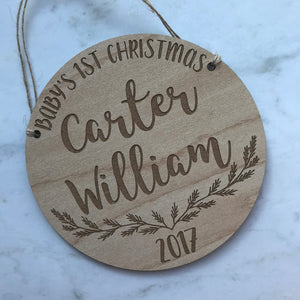 Personalized Baby's 1st Christmas Pine Branch Ornament