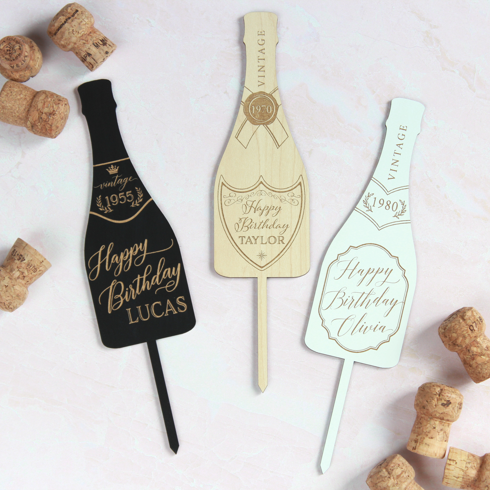 Pop the Bubbly Birthday Cake Topper