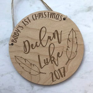 Personalized Baby's 1st Christmas Feather Ornament