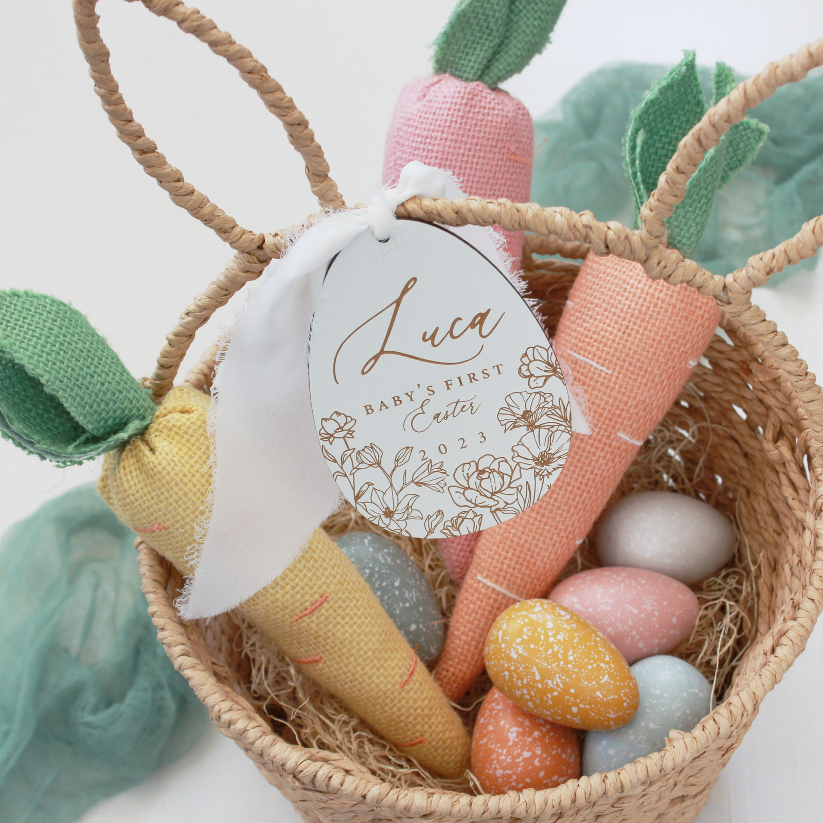 Floral Egg Basket Tag