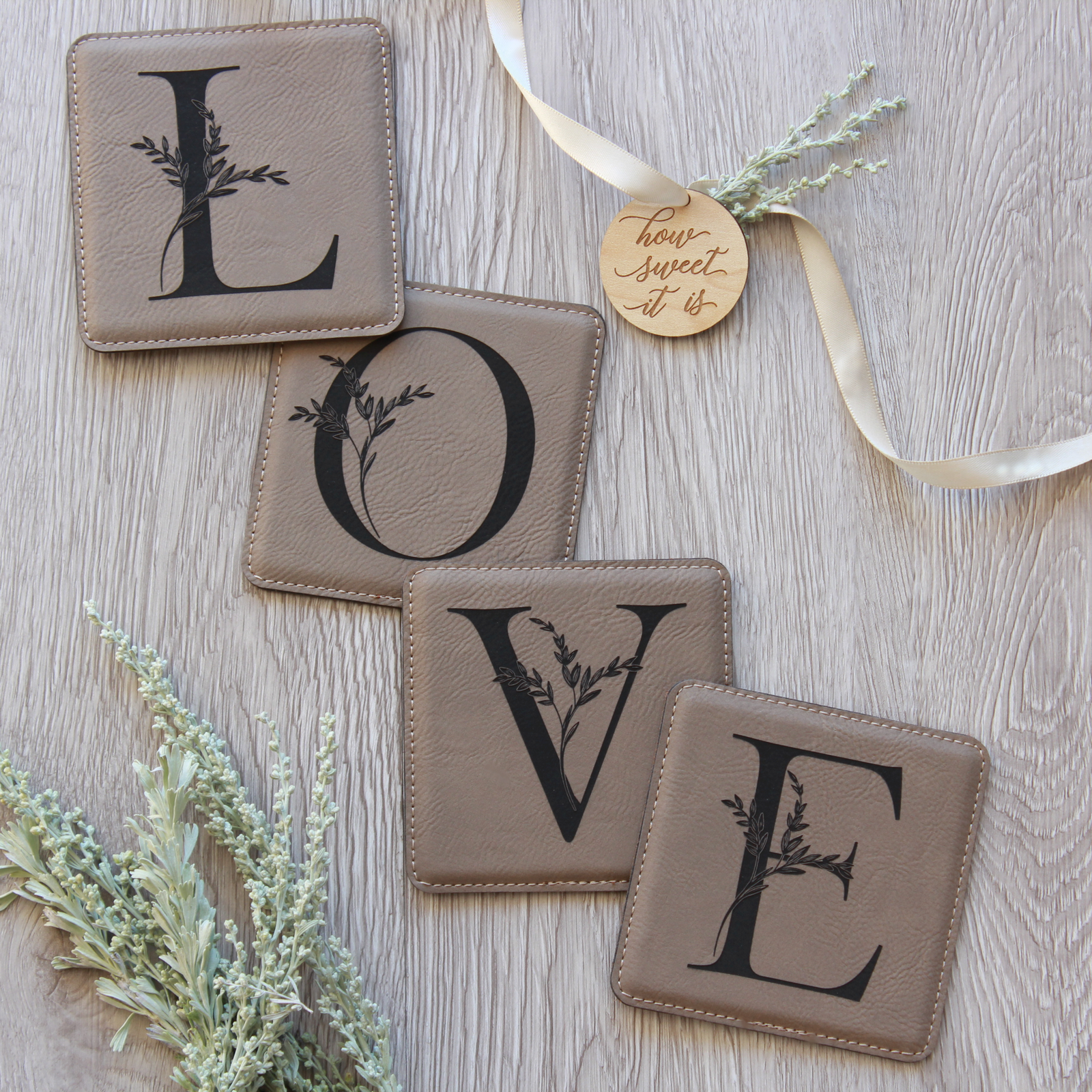 CELINE FONT ON TAUPE LEATHER