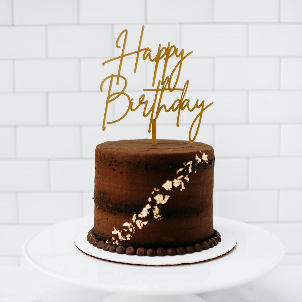 Happy Birthday Cake Topper - Modern Script