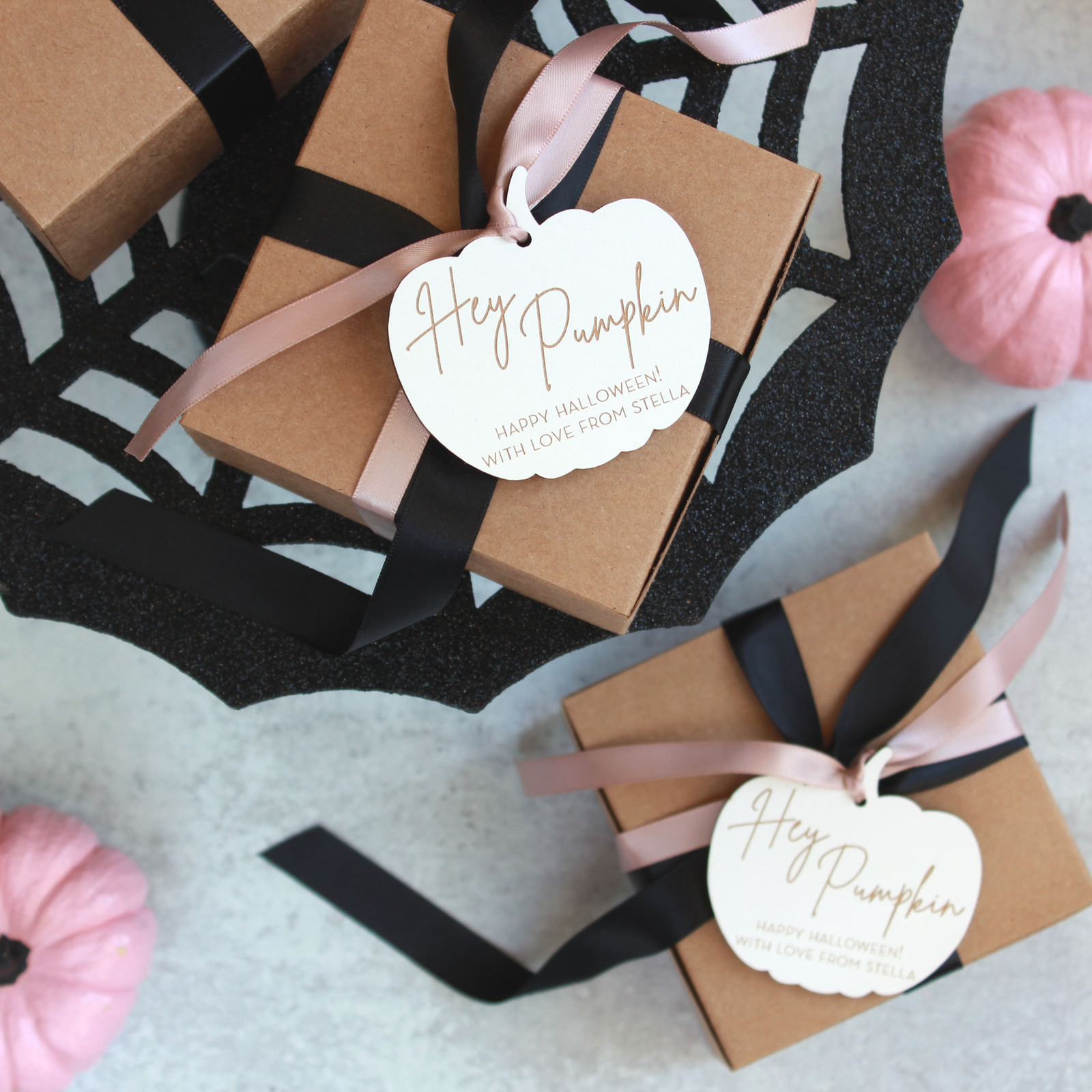 Hey Pumpkin Wood Treat Tag Set