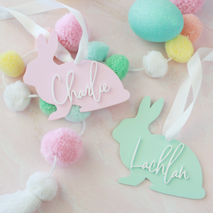 Pastel Acrylic Bunny Basket Tags