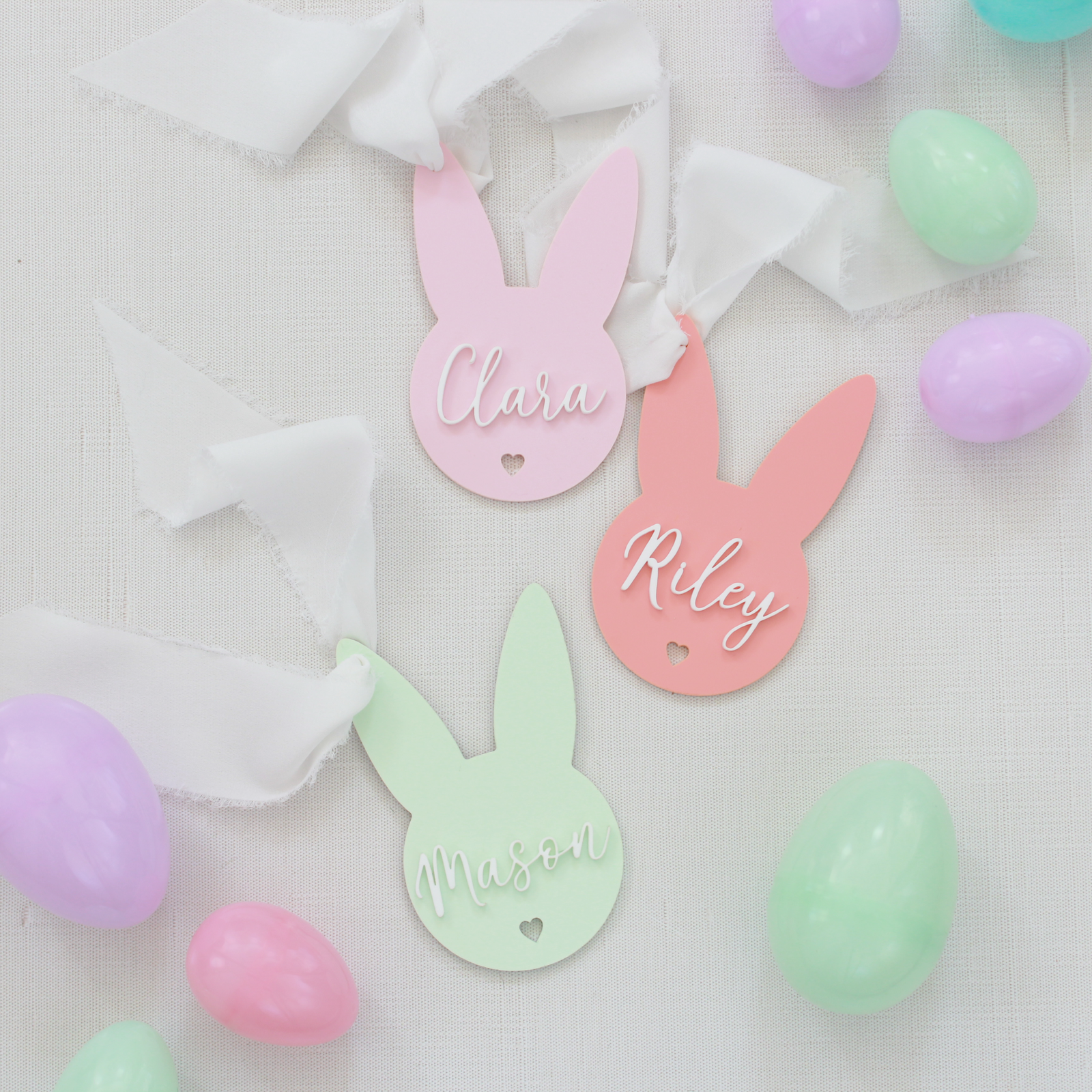 Pastel Acrylic Honey Bunny Basket Tags