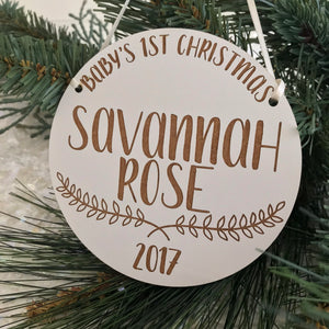Personalized Baby's 1st Christmas Laurel Ornament