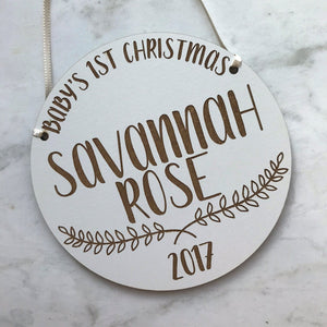 Personalized Baby's 1st Christmas Laurel Ornament