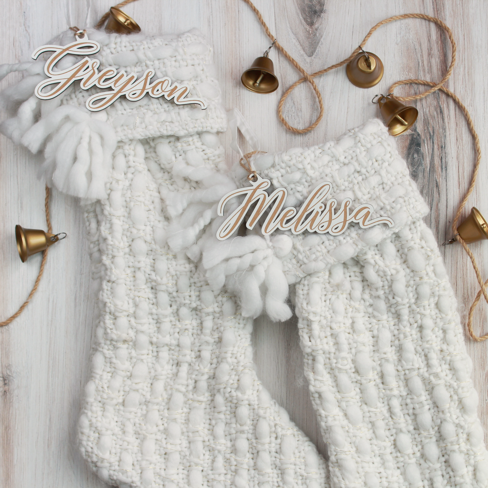 Script Name Stocking Tag - Wood