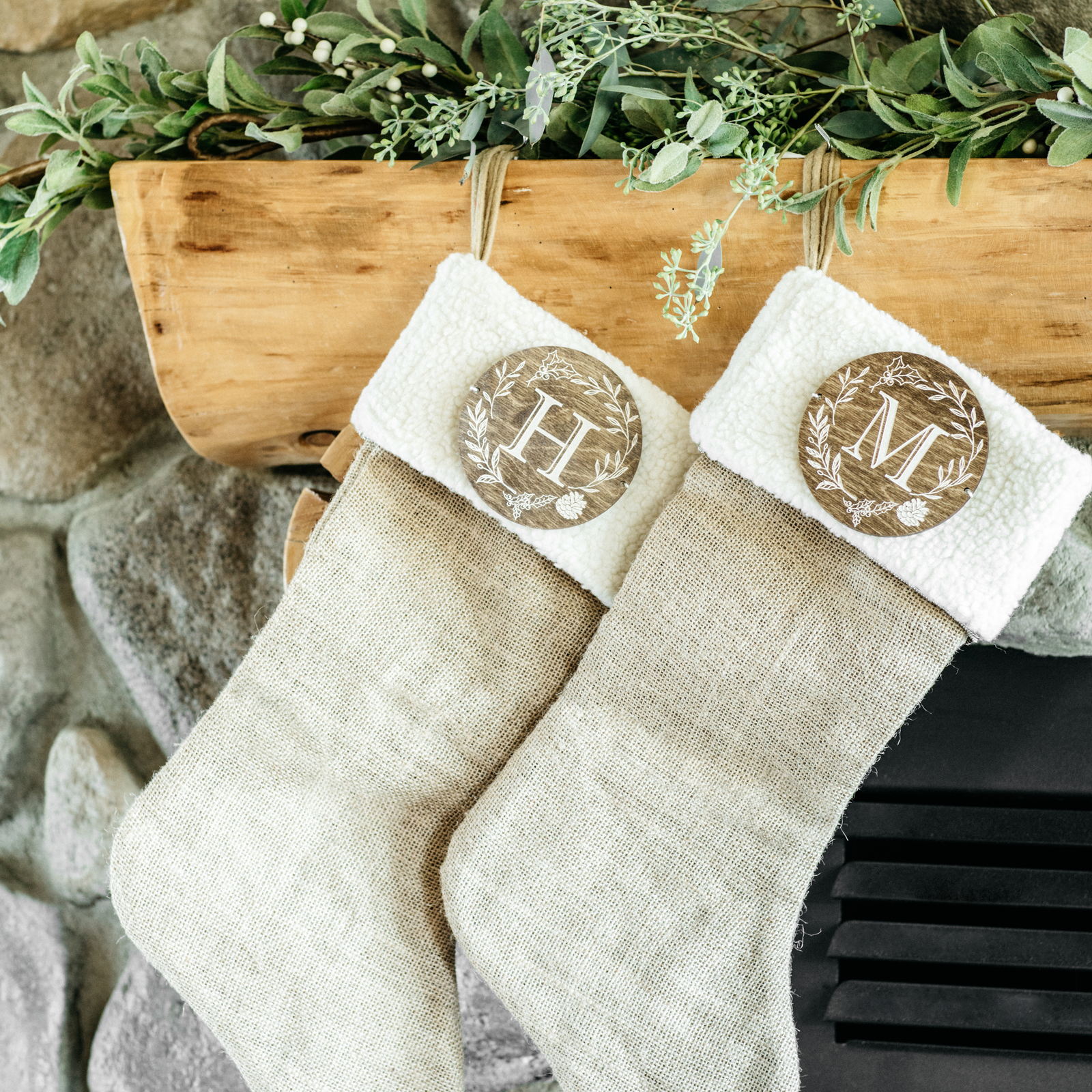 Botanical Christmas Stocking Tags