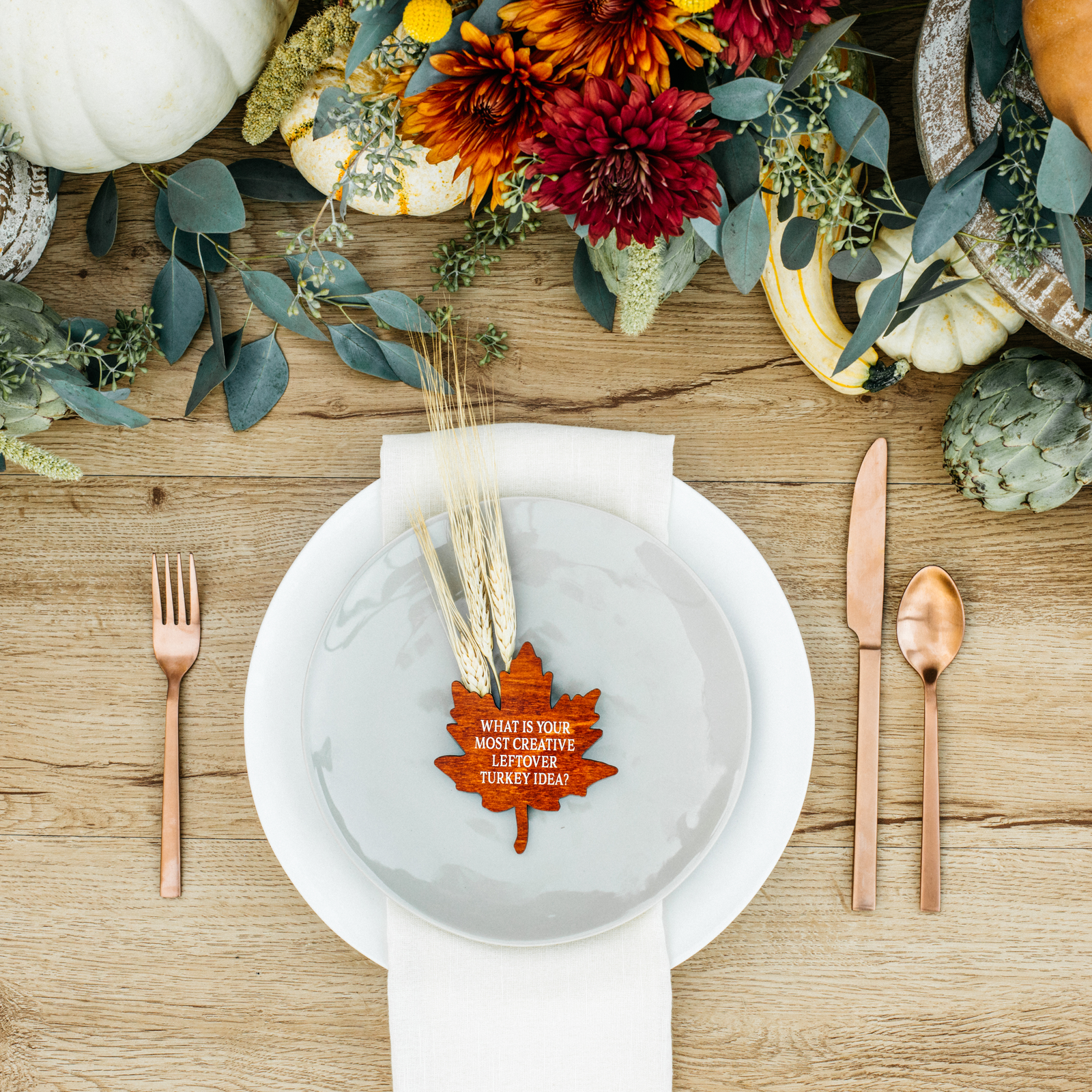 Harvest Conversation Leaves - Stained Wood