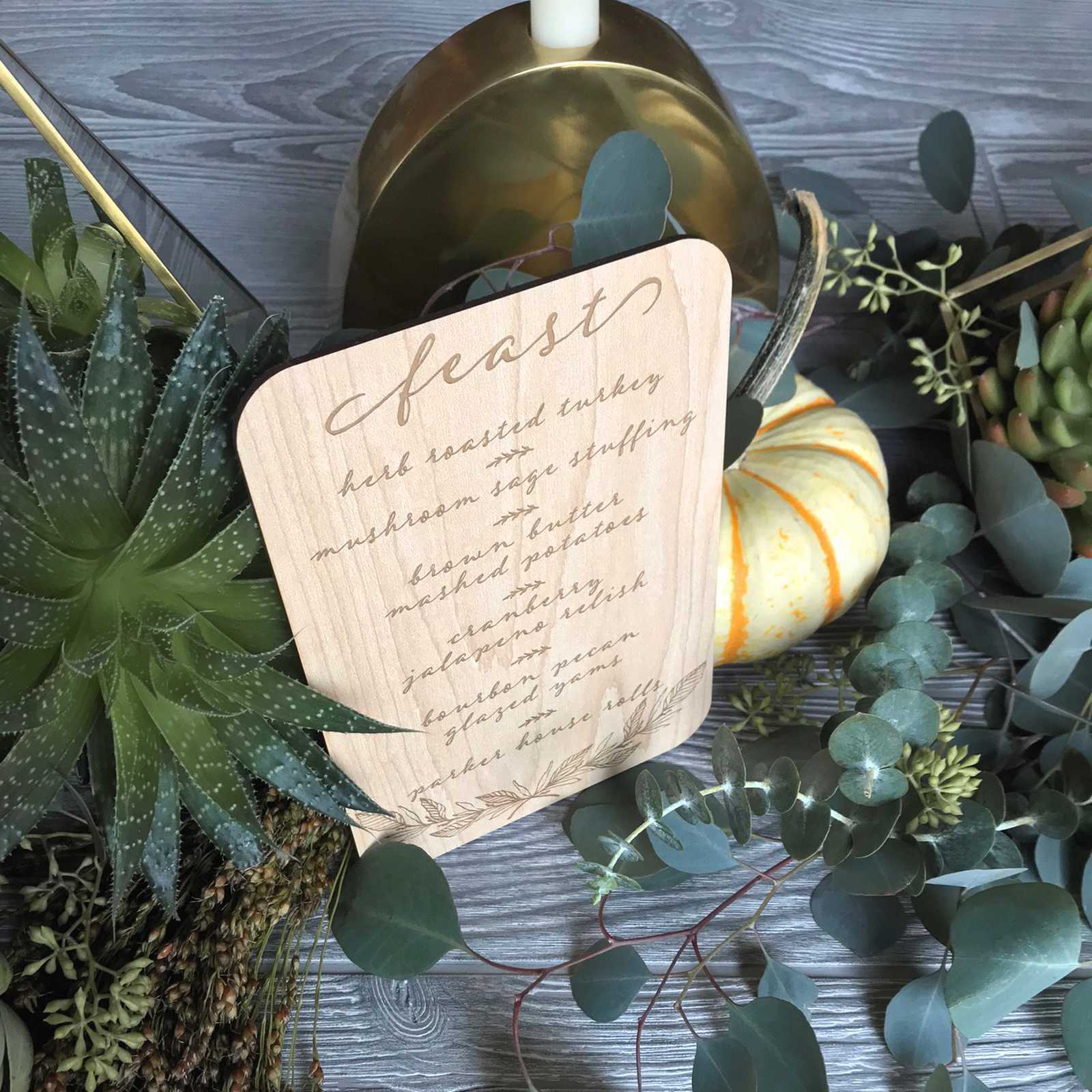 Thanksgiving Wood Engraved Menus