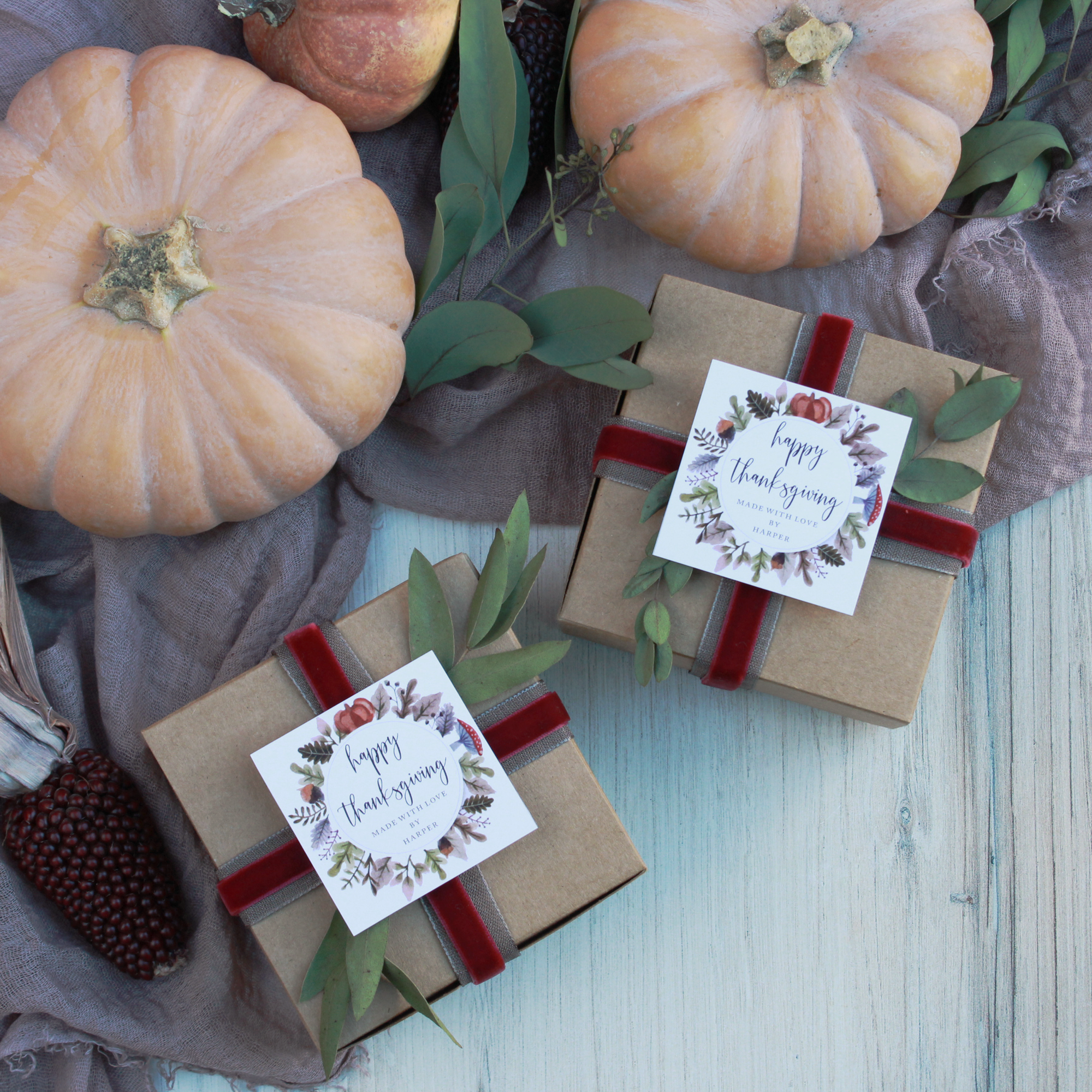 Fall Wreath - Printable Thanksgiving Tags