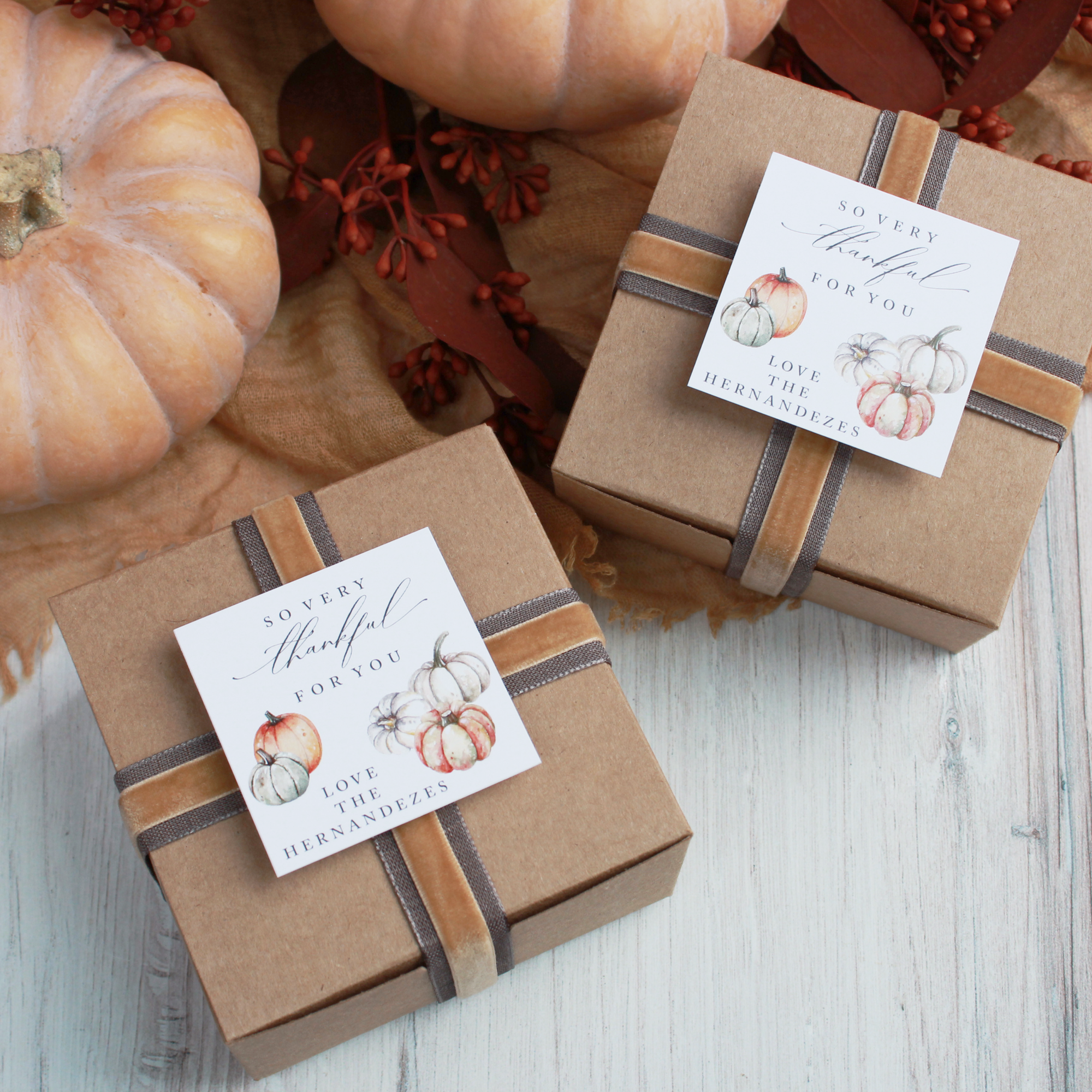 Watercolor Pumpkins - Printable Thanksgiving Tags