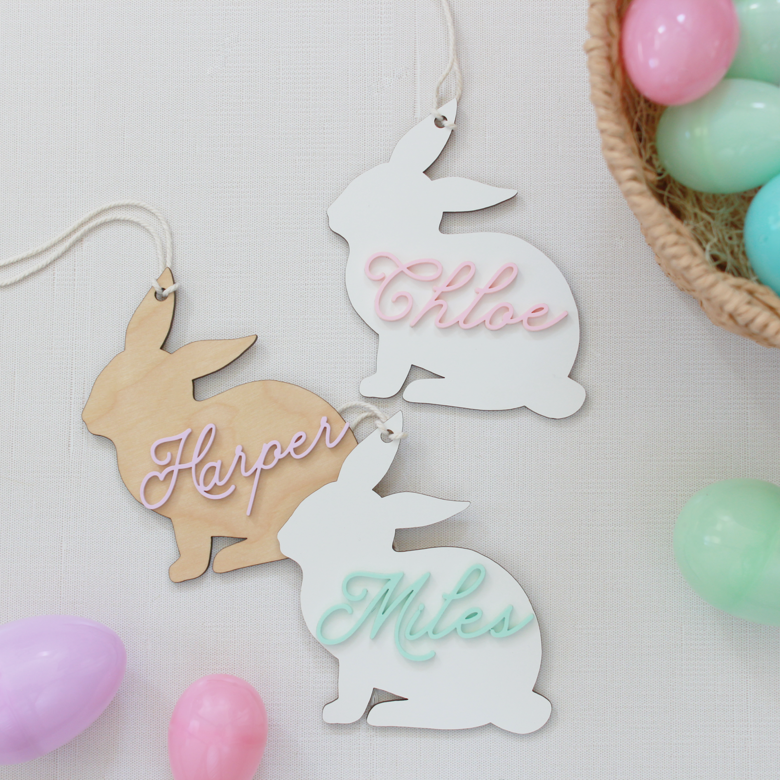 Wood & Acrylic Bunny Tags